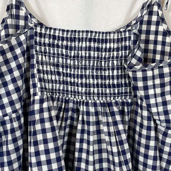 Vineyard Vines Dress Size M Tiered 100% Cotton Navy and White Gingham - Picture 3 of 9